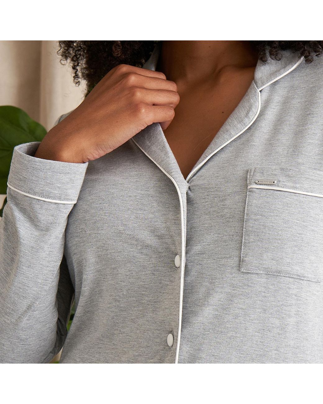 Pretty You London Gray Bamboo Long Sleeved Trouser Pyjama