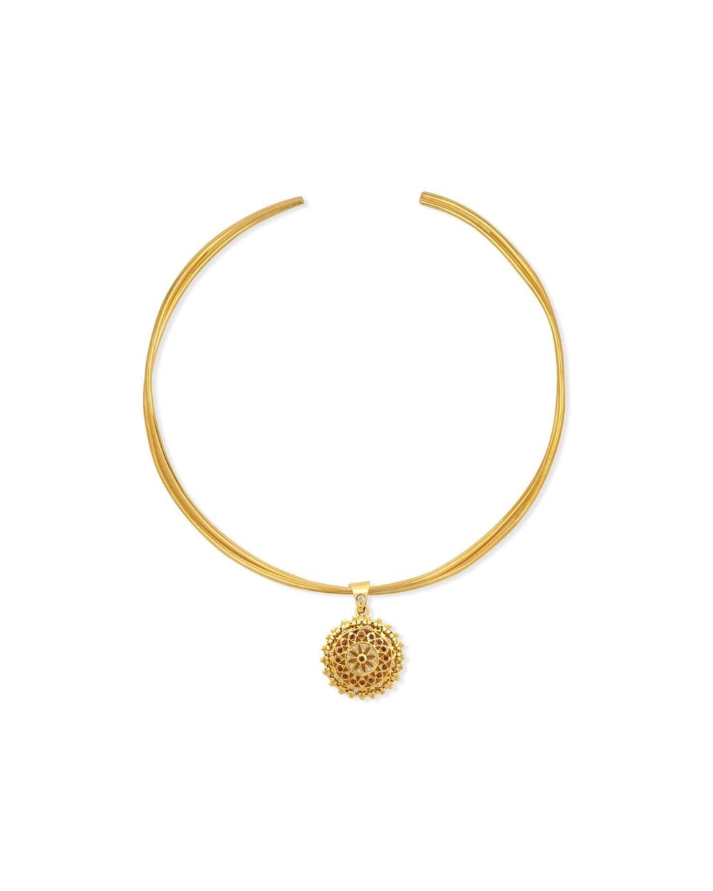 Najiba Metallic Yantra Sacred Geometry Choker Necklace