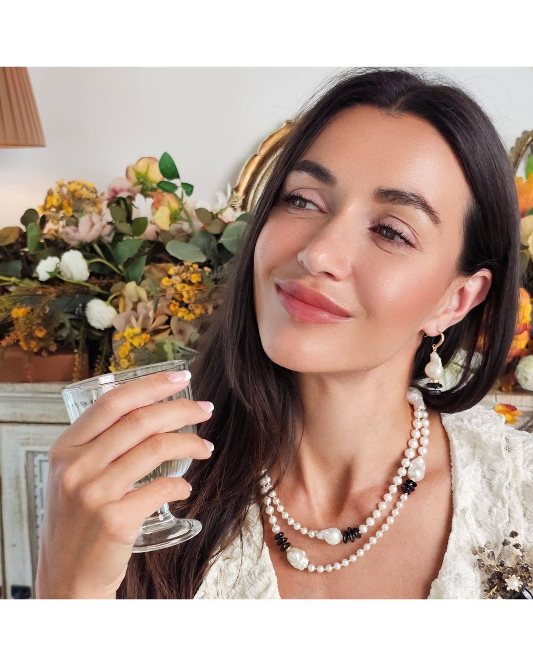 Farra Metallic Timeless Baroque Pearls With Tourmaline Earrings