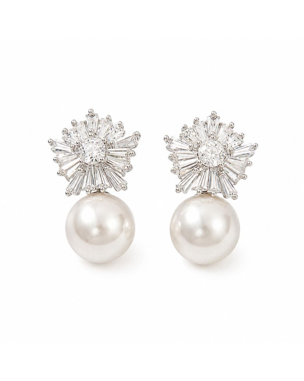 Nuvv Collection Metallic Elegant Crystal & Pearl Statement Earrings