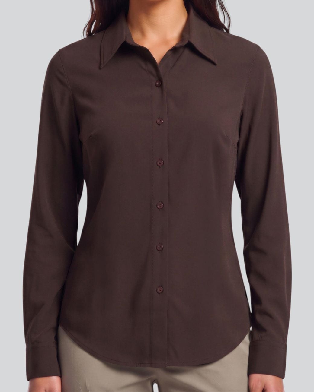 Lords of Harlech Sutton Brownie Stretch Silk Long-Sleeve Shirt