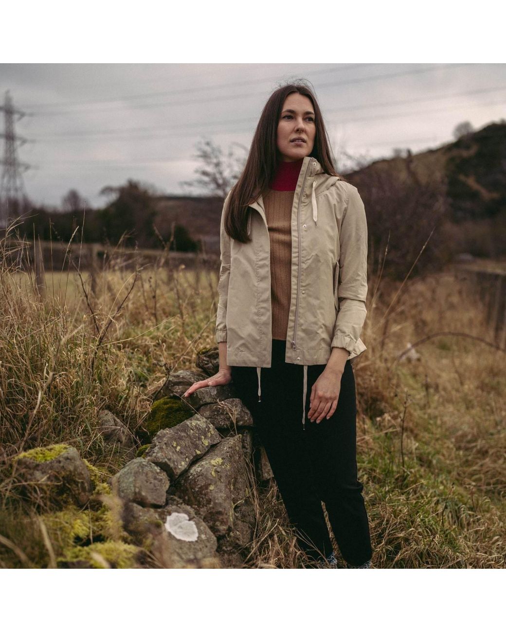 BEIRA Green Neutrals Luisa Water-Repellent A-Line Jacket