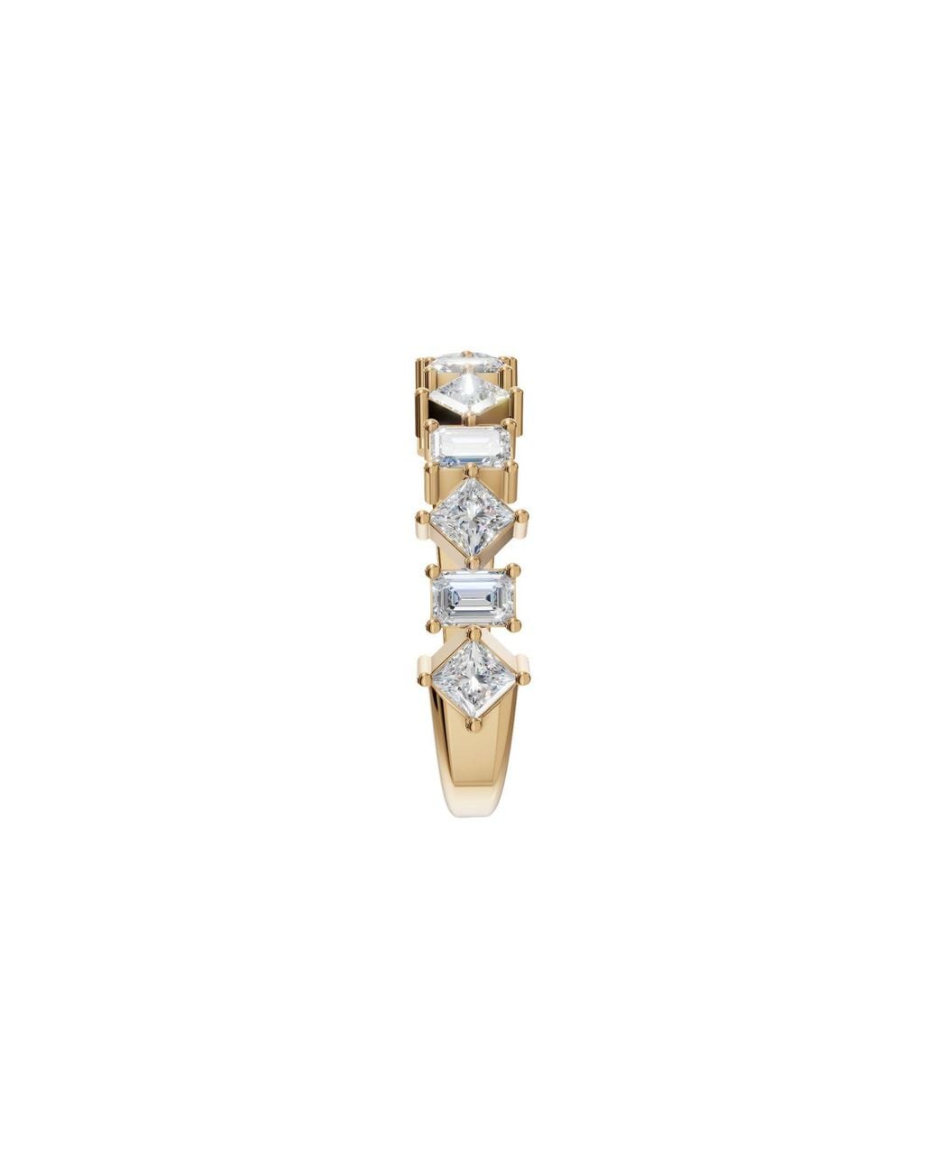 Aya Fine Jewelry Metallic Nova Princess & Emerald Cut Geometric Lab Grown Diamond Stacking Band