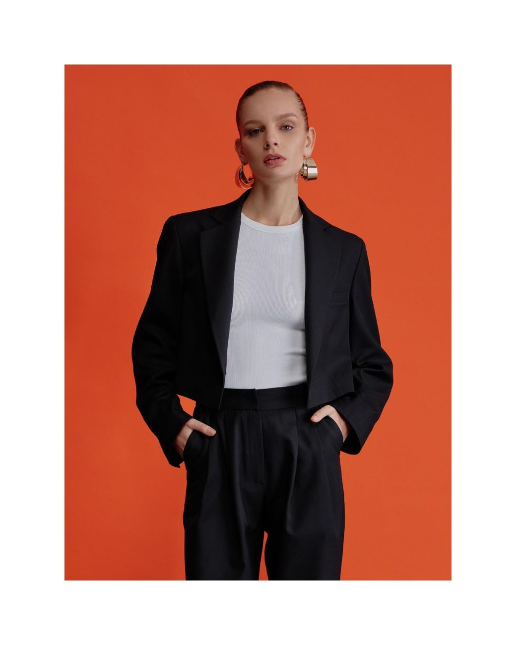 NAZLI CEREN Black Siera Cropped Blazer