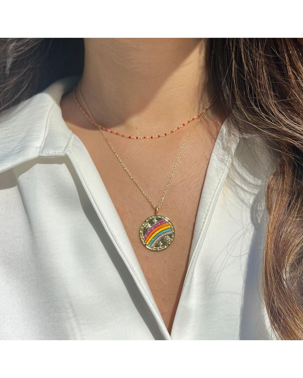 KAMARIA Metallic Enamel Beaded Chain Necklace