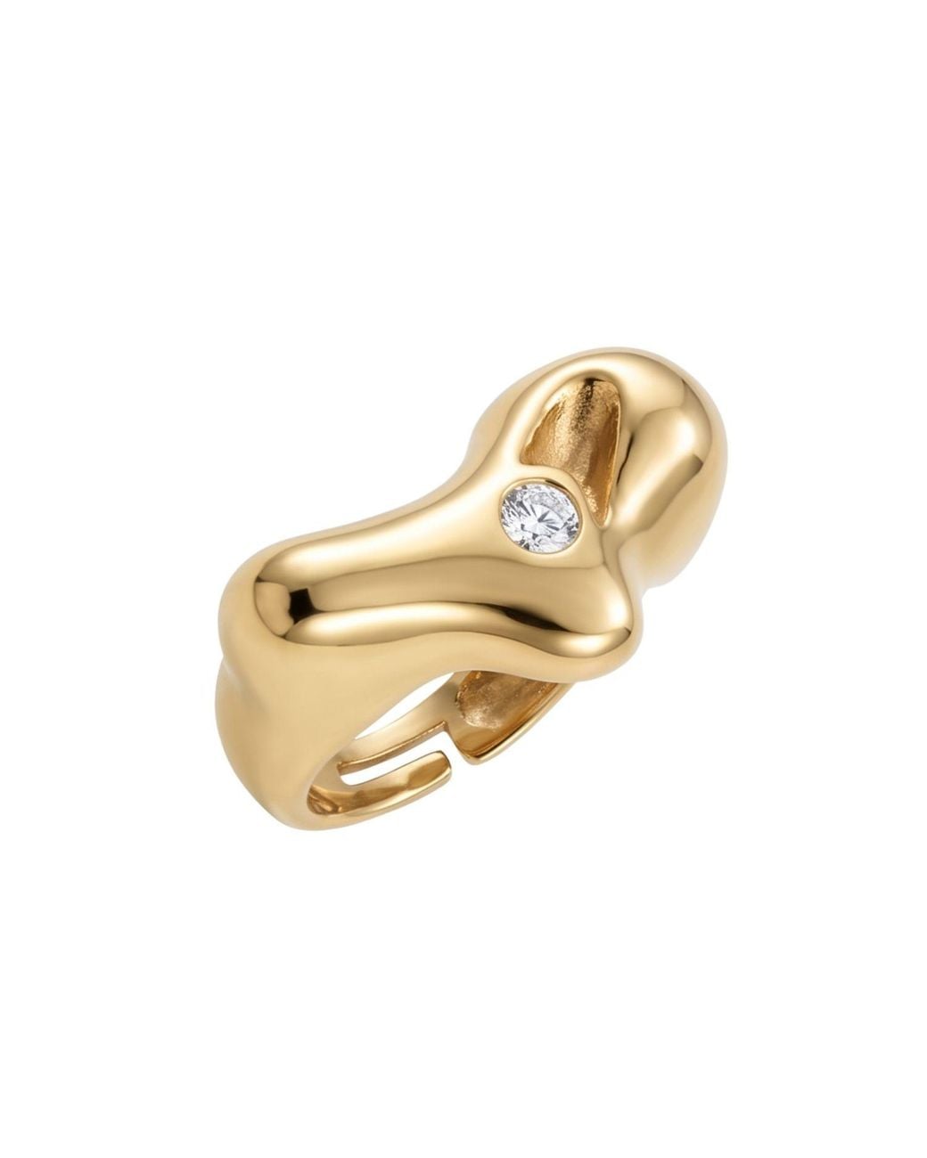 LINYA JEWELLERY Metallic Solstice Eye Detailed Adjustable Ring With Amorphous Stone