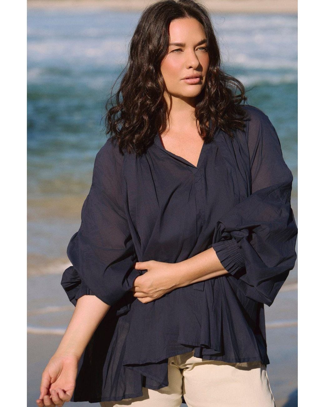 Adrift Clothing Blue Wren Billow Sleeve Blouse