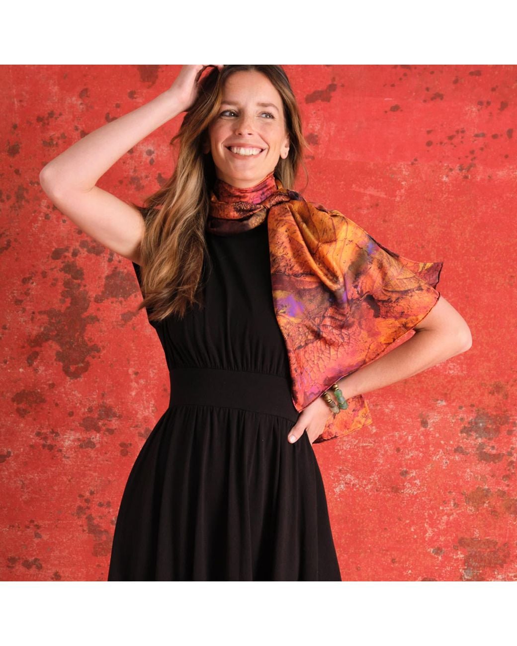 Richard Stone Studio Orange Sienna Silk Scarf