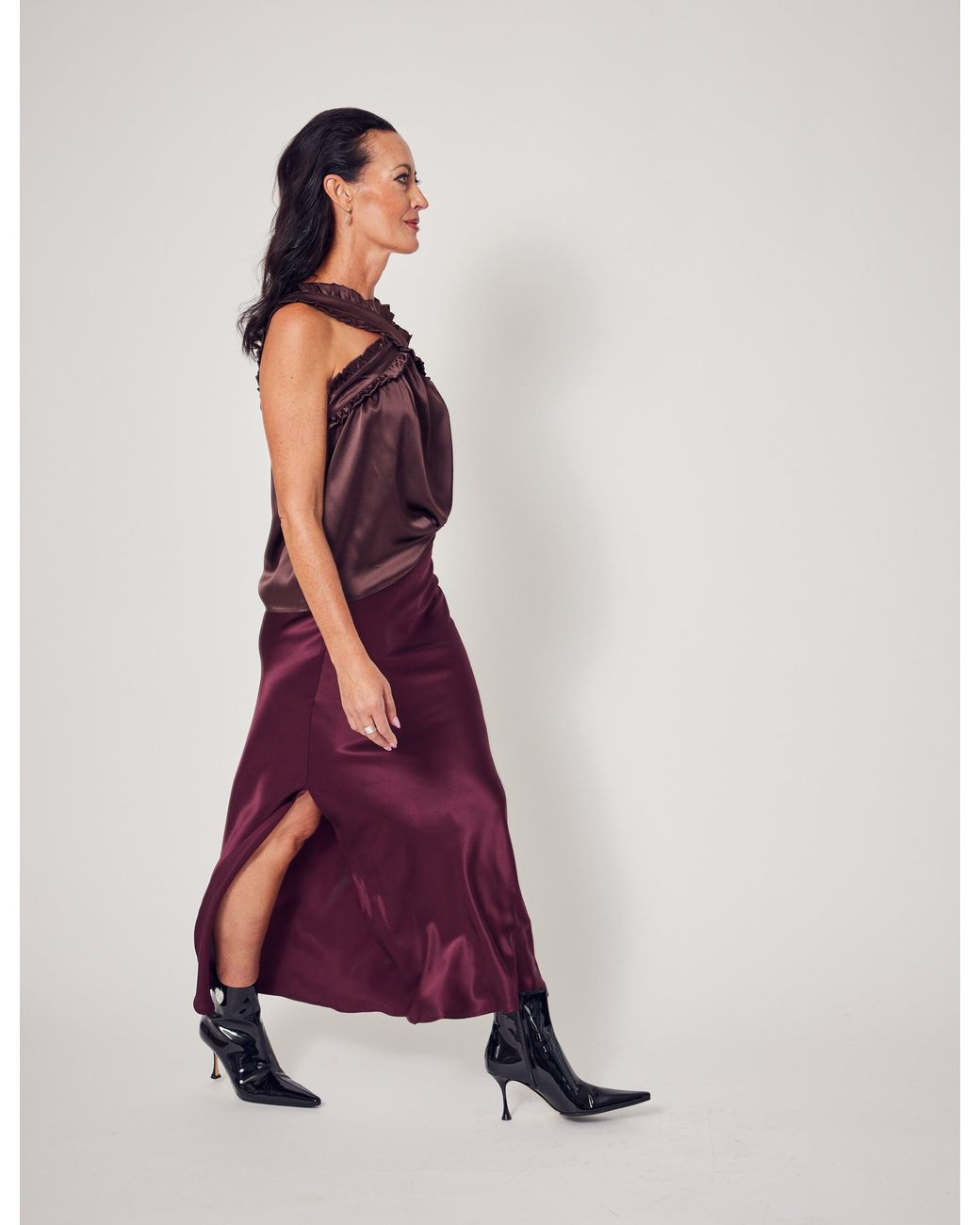 Lindsay Nicholas New York Brown Jackie Criss Cross Top