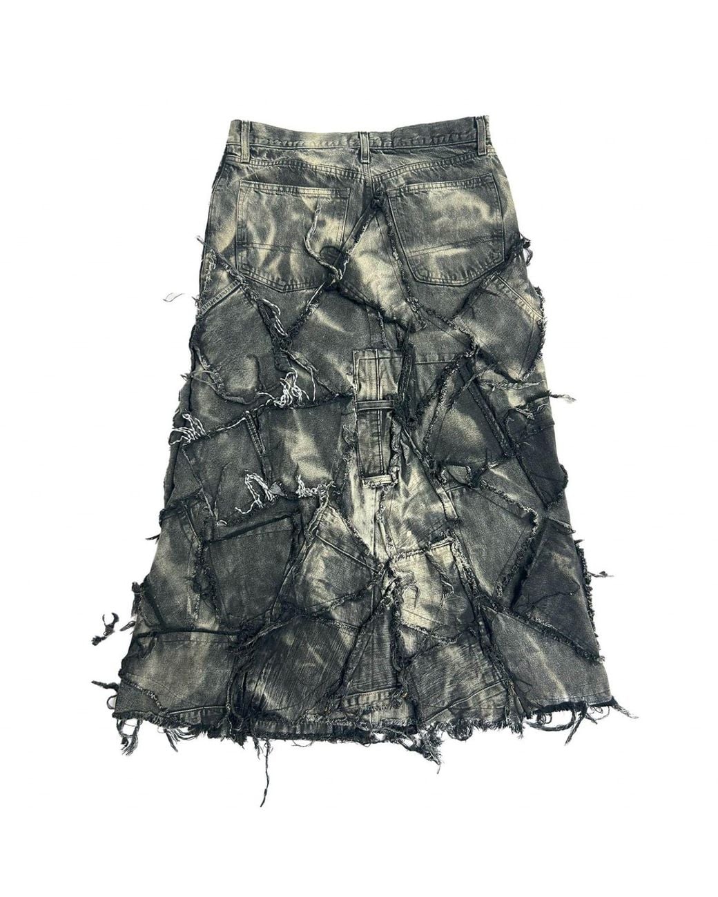 Zasta Studio Gray Shred Couture Studded Denim Skirt E