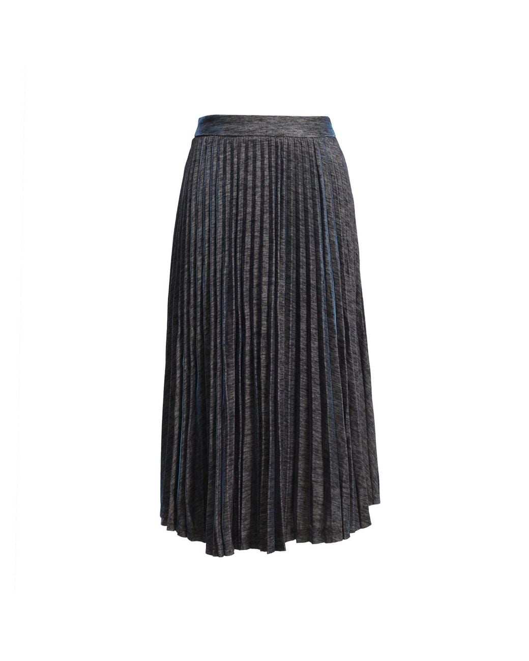 Smart and Joy Gray Knee Length Shiny Pleated Skirt