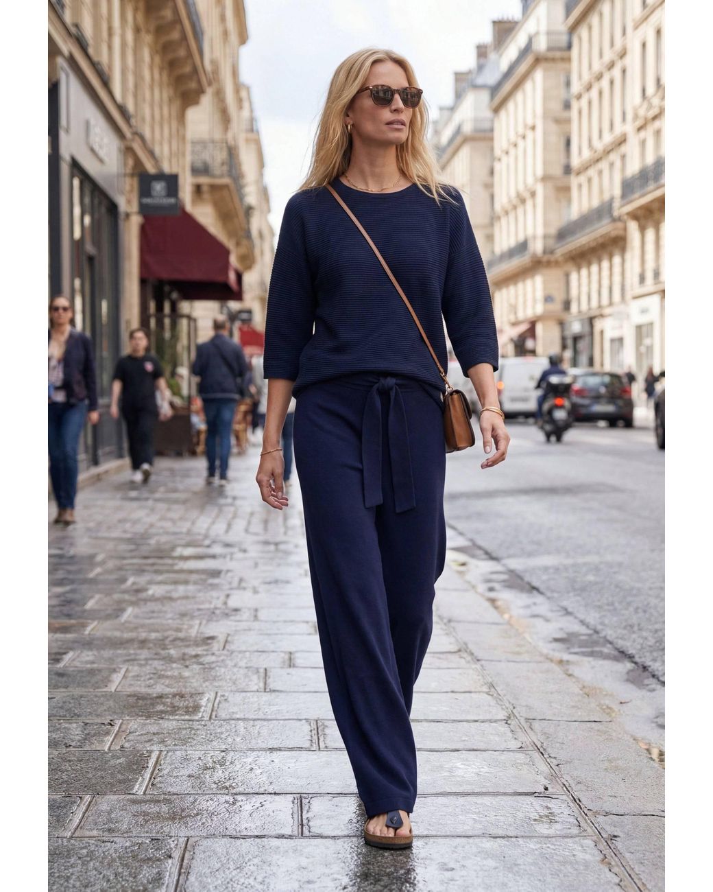 YOU LOOK PERFECT Blue Pants Bailey, Wide Lounge Pants For Ladies