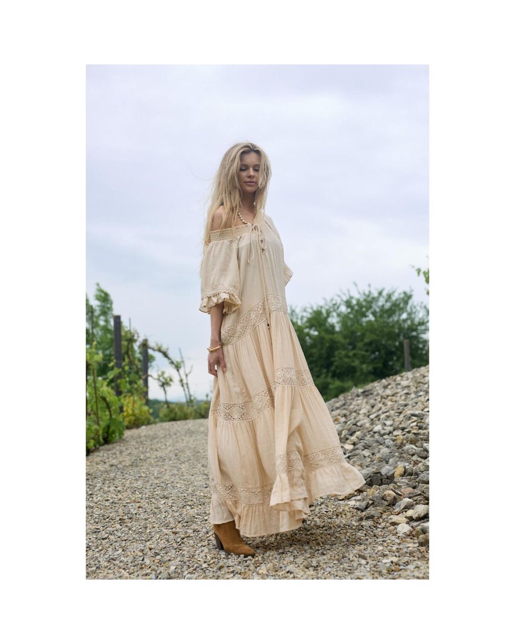 Saachi Natural Cotton Long Kaftan Dress