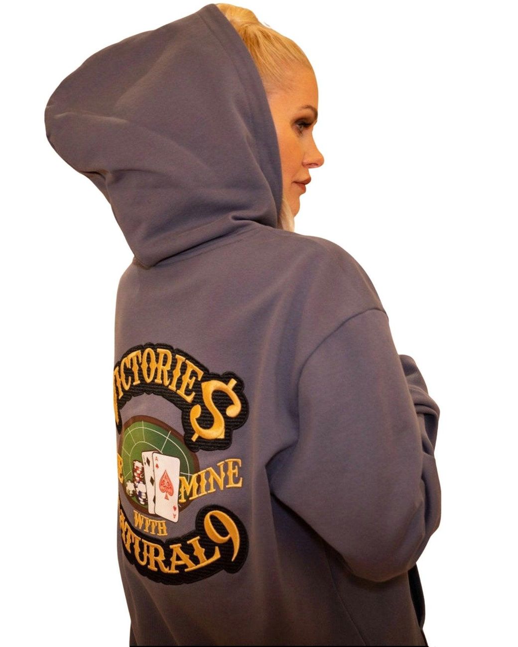 Miracles Manifester Blue Good Luck Embroidered Hoodie