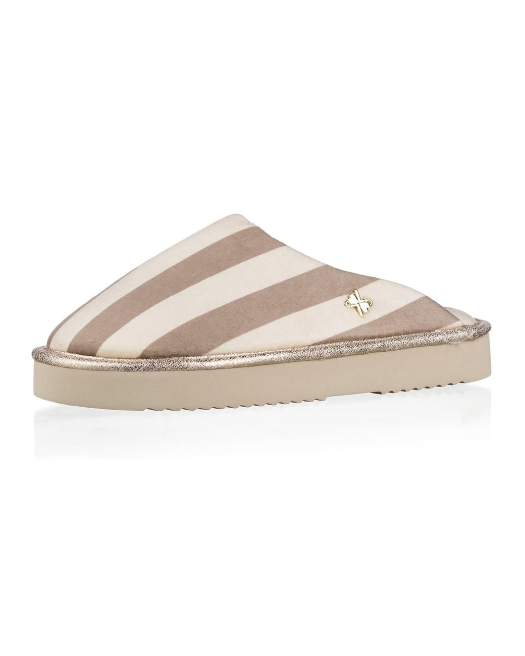 Laines London Pink Neutrals Flatform Stripe Closed Toe Slippers