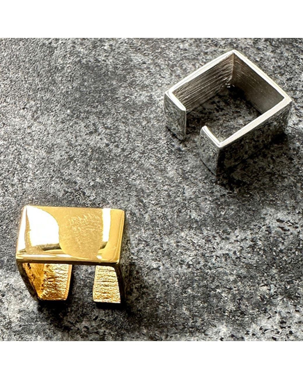 Edge Only Metallic Square Ear Cuff 18Ct Vermeil