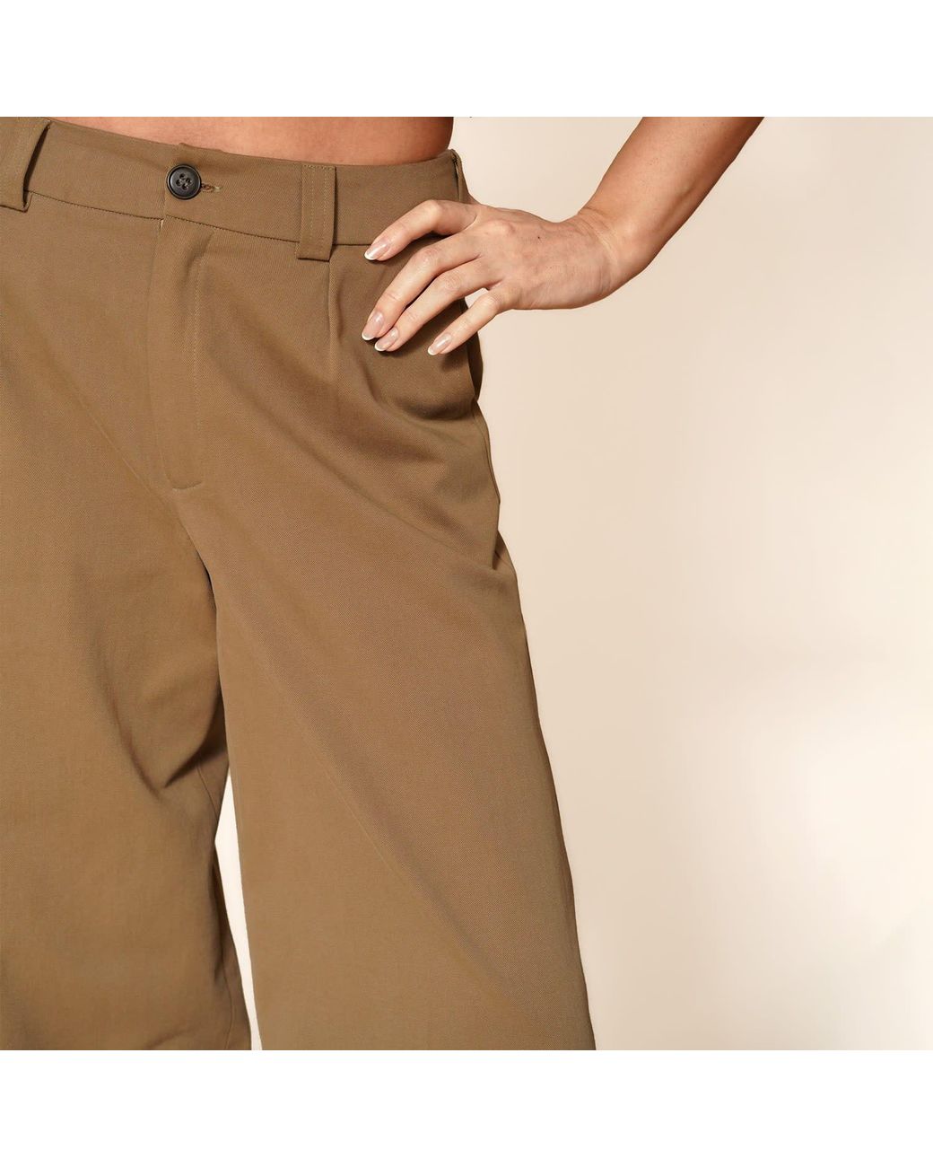 Gunda Hafner Ltd Natural Neutrals Cotton Twill Wide Leg Trousers