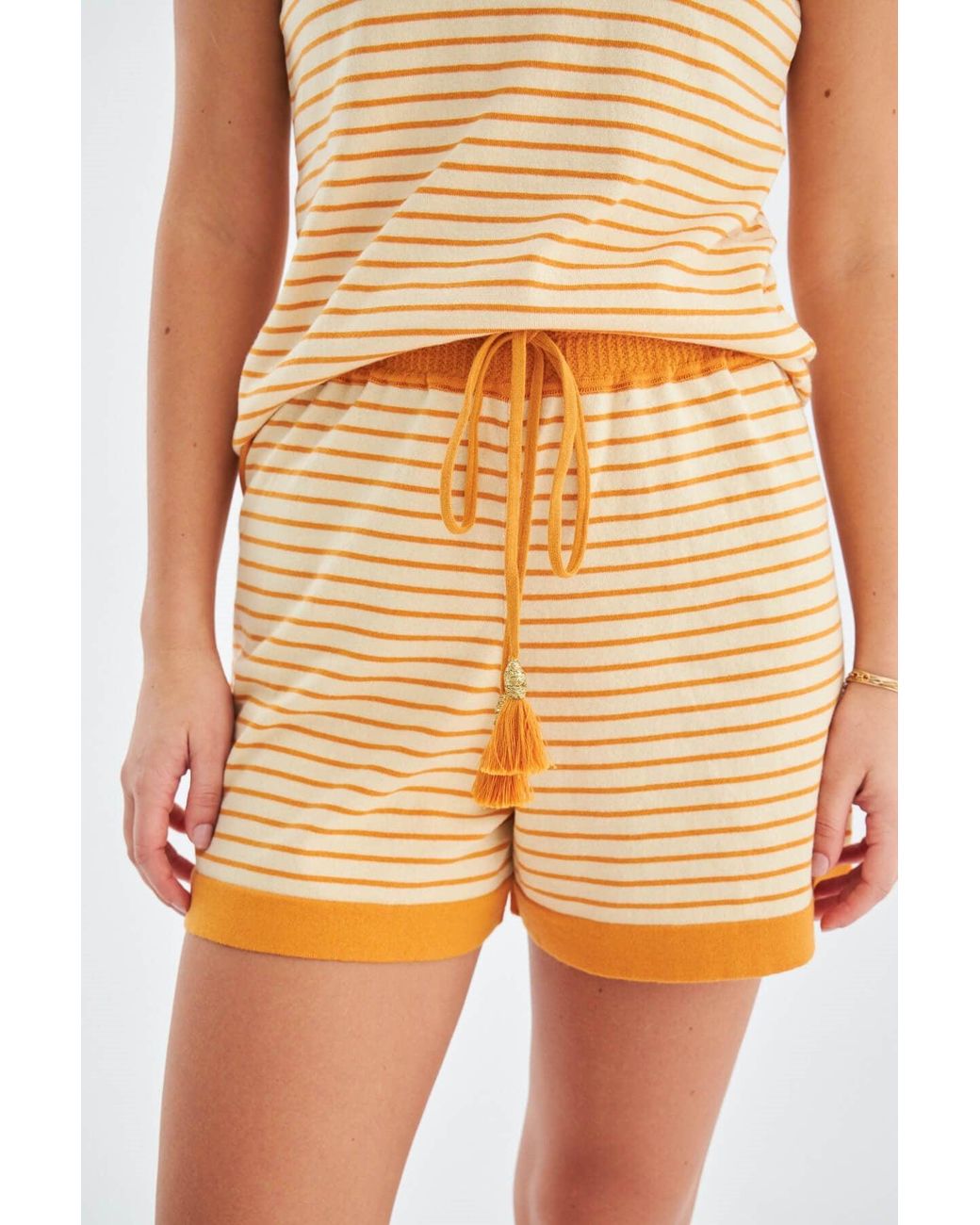 Peraluna Natural Paru Knitted Sleeveless Top & Shorts Matching Set