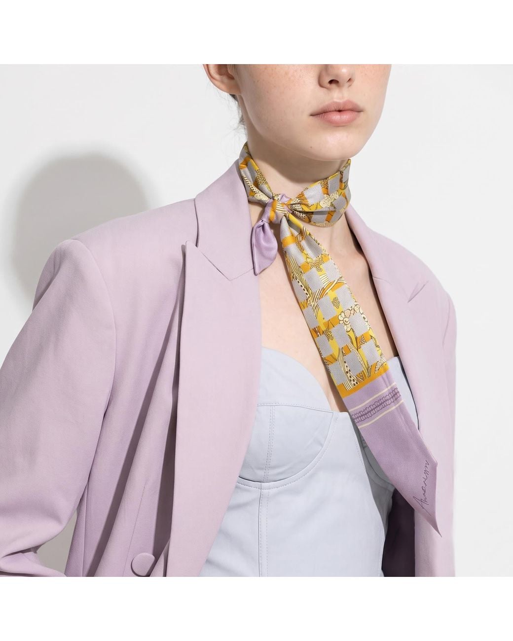 Ana Maison Metallic Floral Weave Silk Twilly Scarf