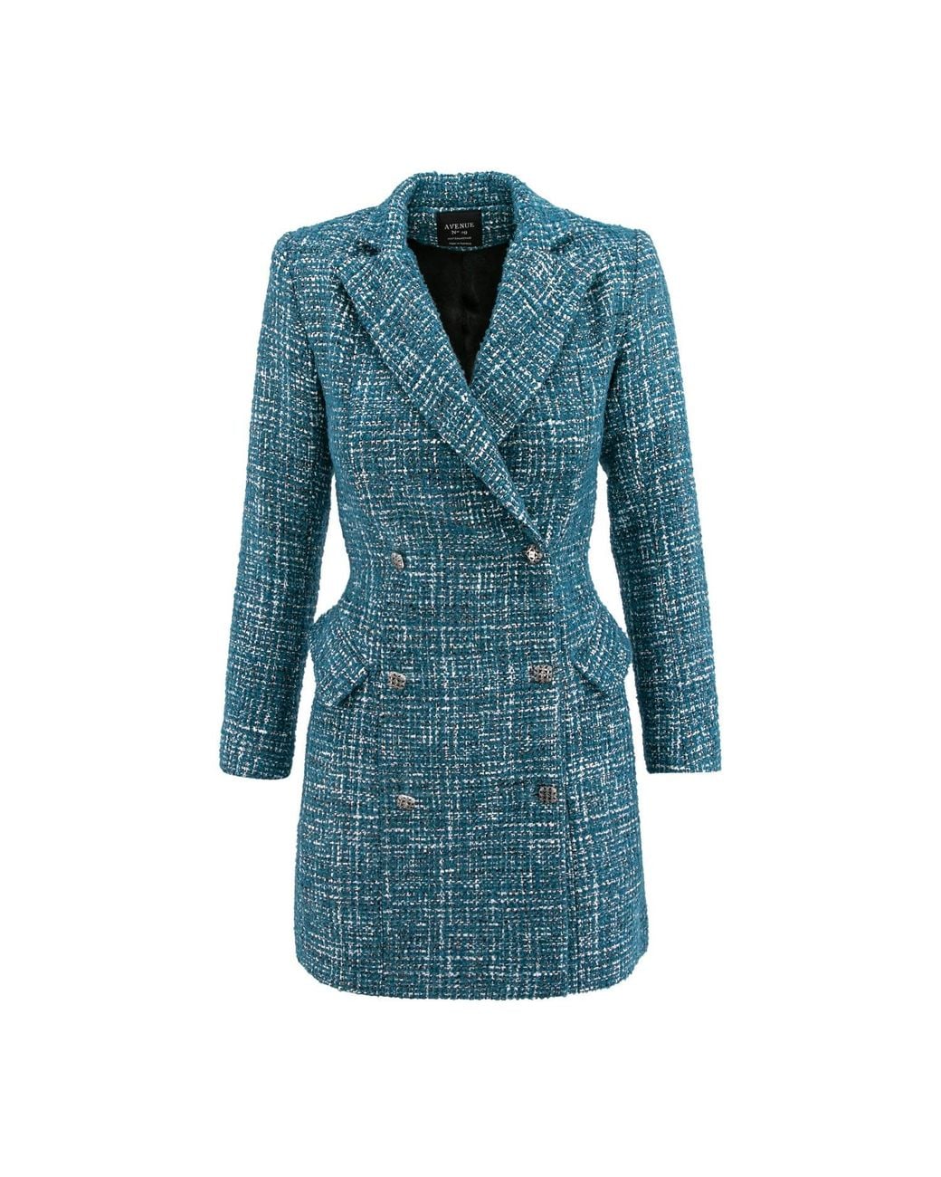 AVENUE No.29 Blue Double Breasted Boucle Blazer Dress