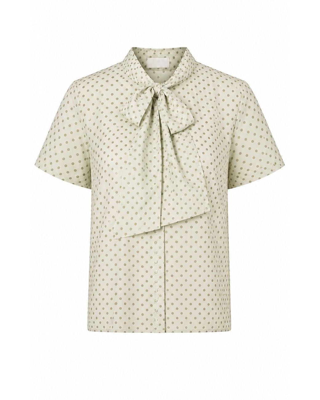 Gunda Hafner Ltd White Vanilla Polka Dot Short Sleeve Bow Shirt