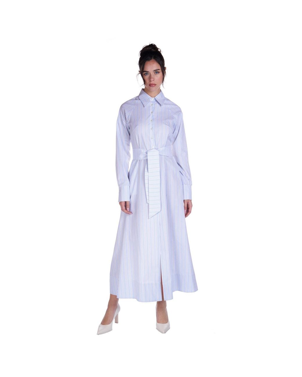 Sofia Tsereteli Blue Striped Shirt Dress