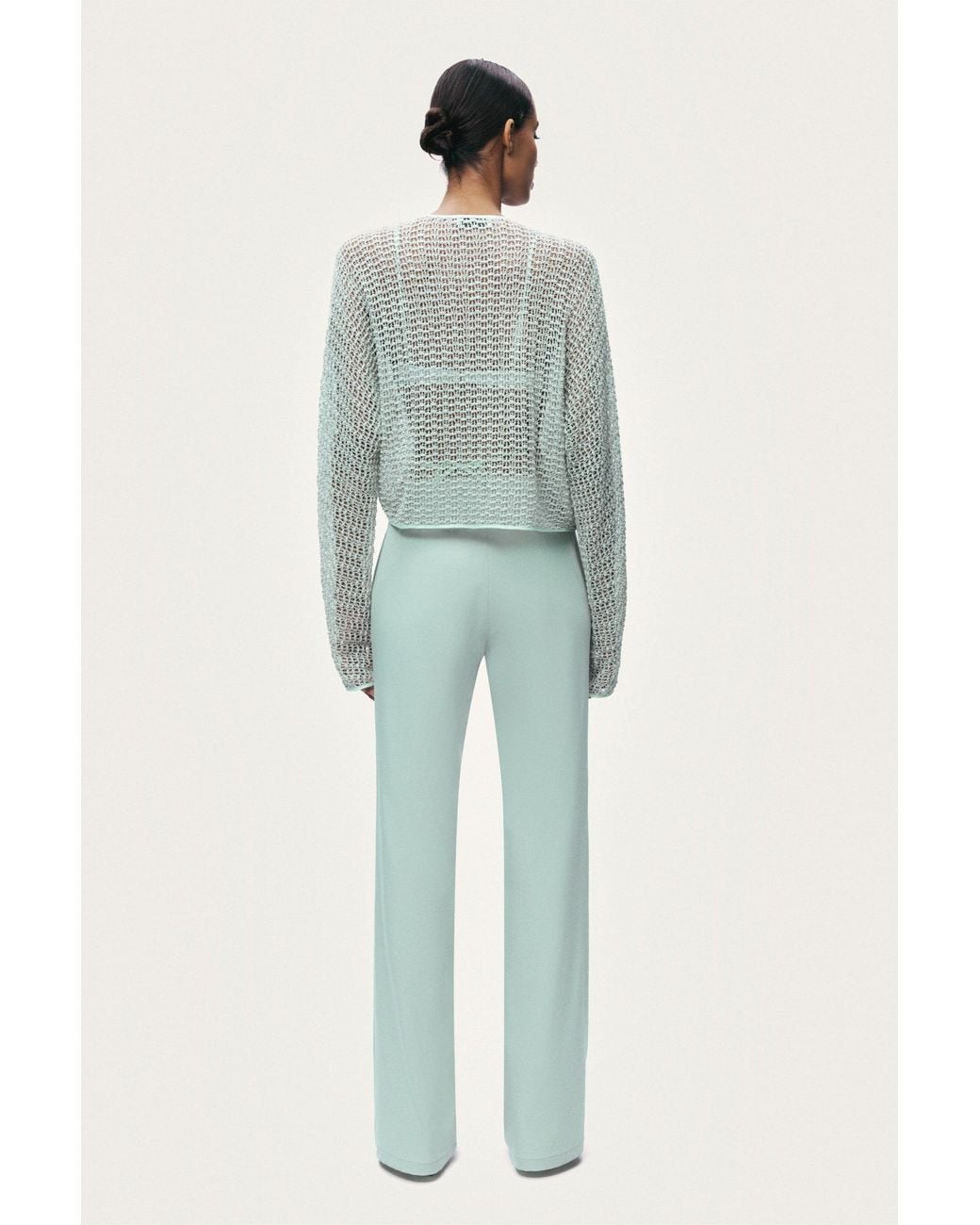 Nocturne Green Wrap Mesh Blouse