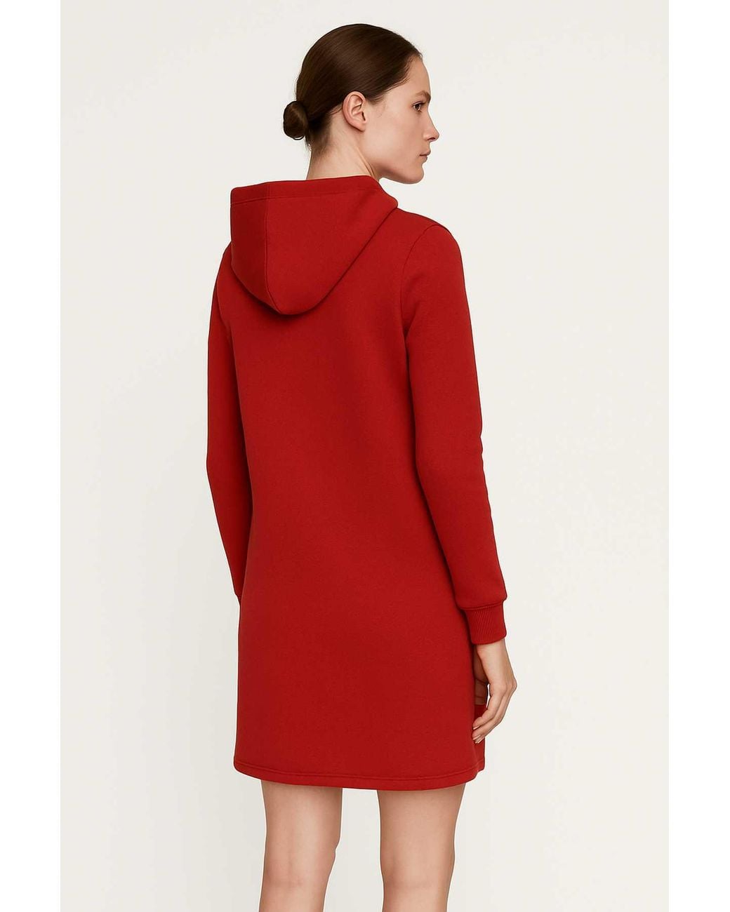 Conquista Red Cotton-Blend Hoodie Dress