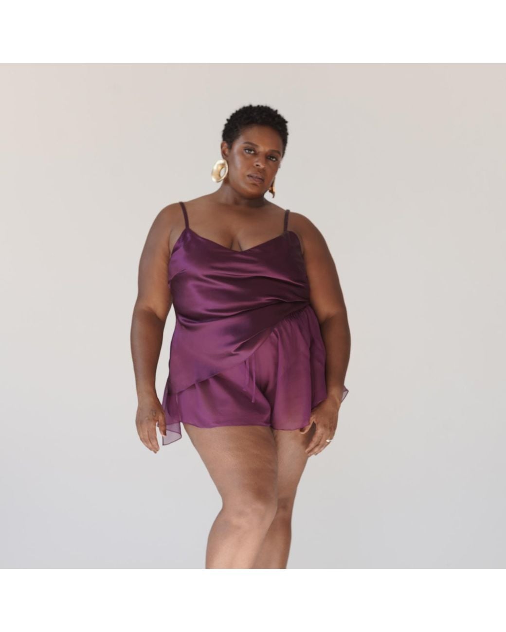 Je Mérite (I Deserve) Purple Silk Chiffon Tap Short