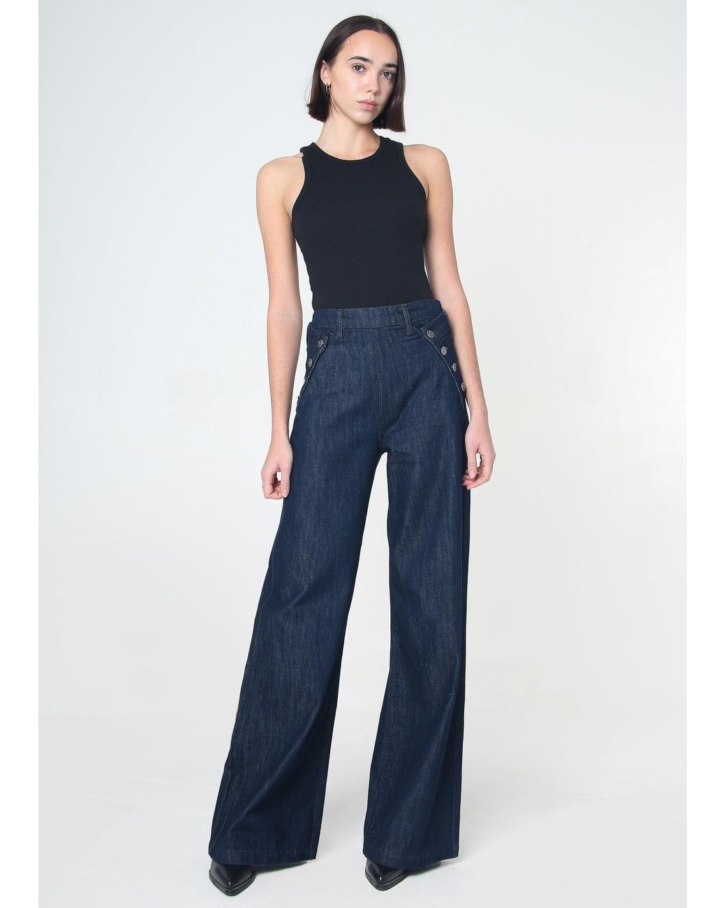 NOEND Blue Dina High Waisted Wide