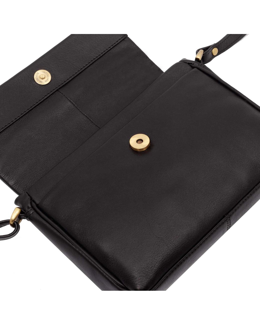 Lloyd Baker Black Gulmarg Leather Flap-Over Crossbody Bag