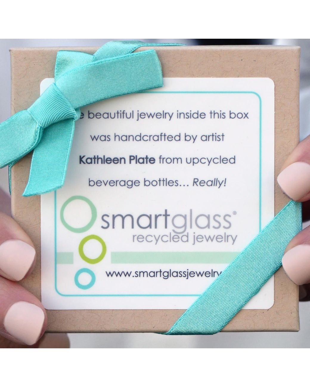 Smart Glass Jewelry Metallic Recycled Sake Bottle Cube Ring Periwinkle