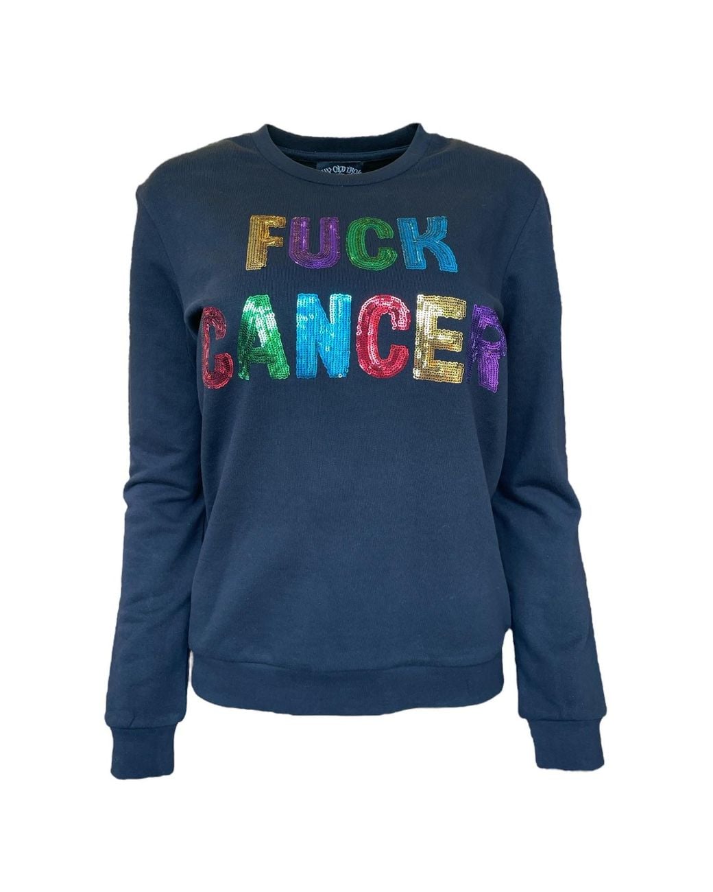 Any Old Iron Blue Fuck Cancer Sequin Sweatshirt for men