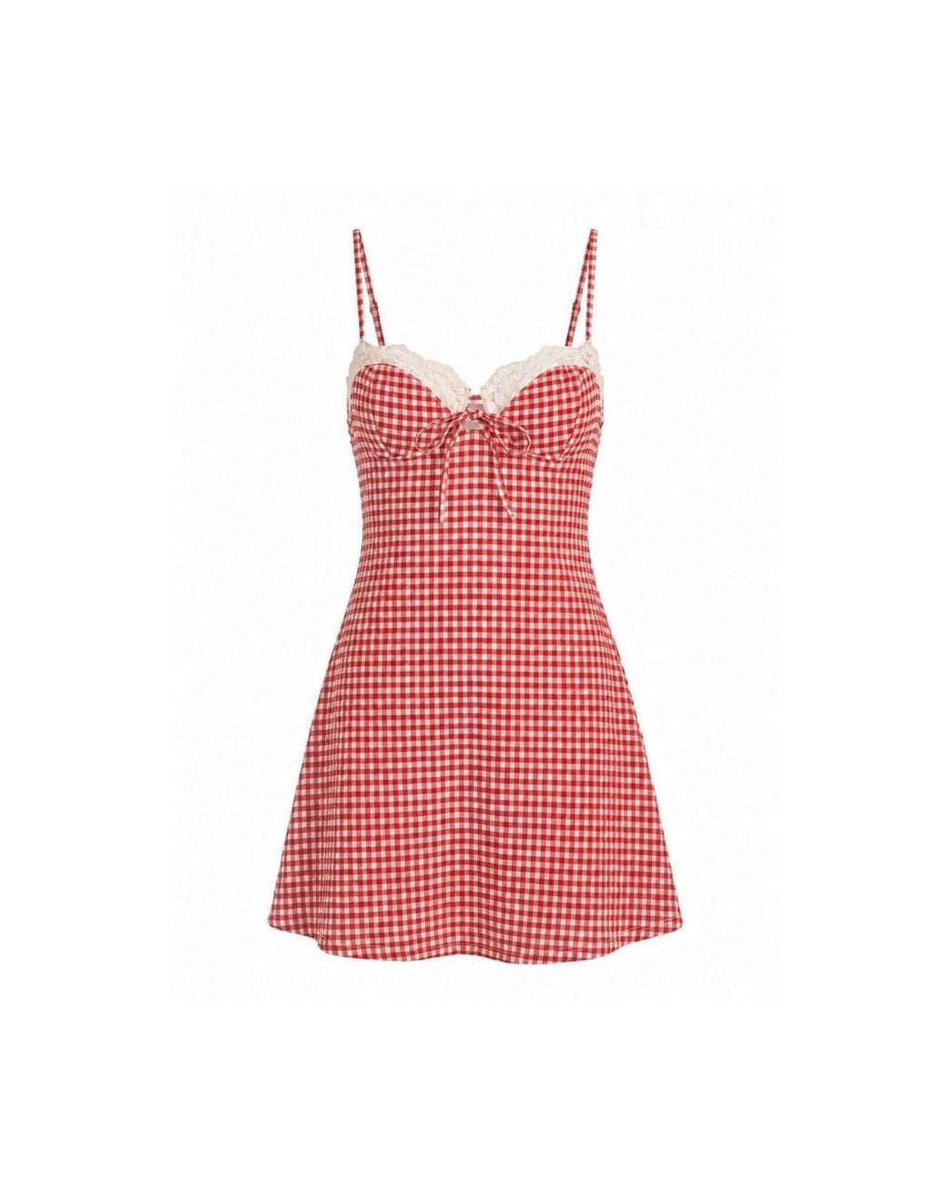 Montce Red Micro Gingham Lena A-Line Dress