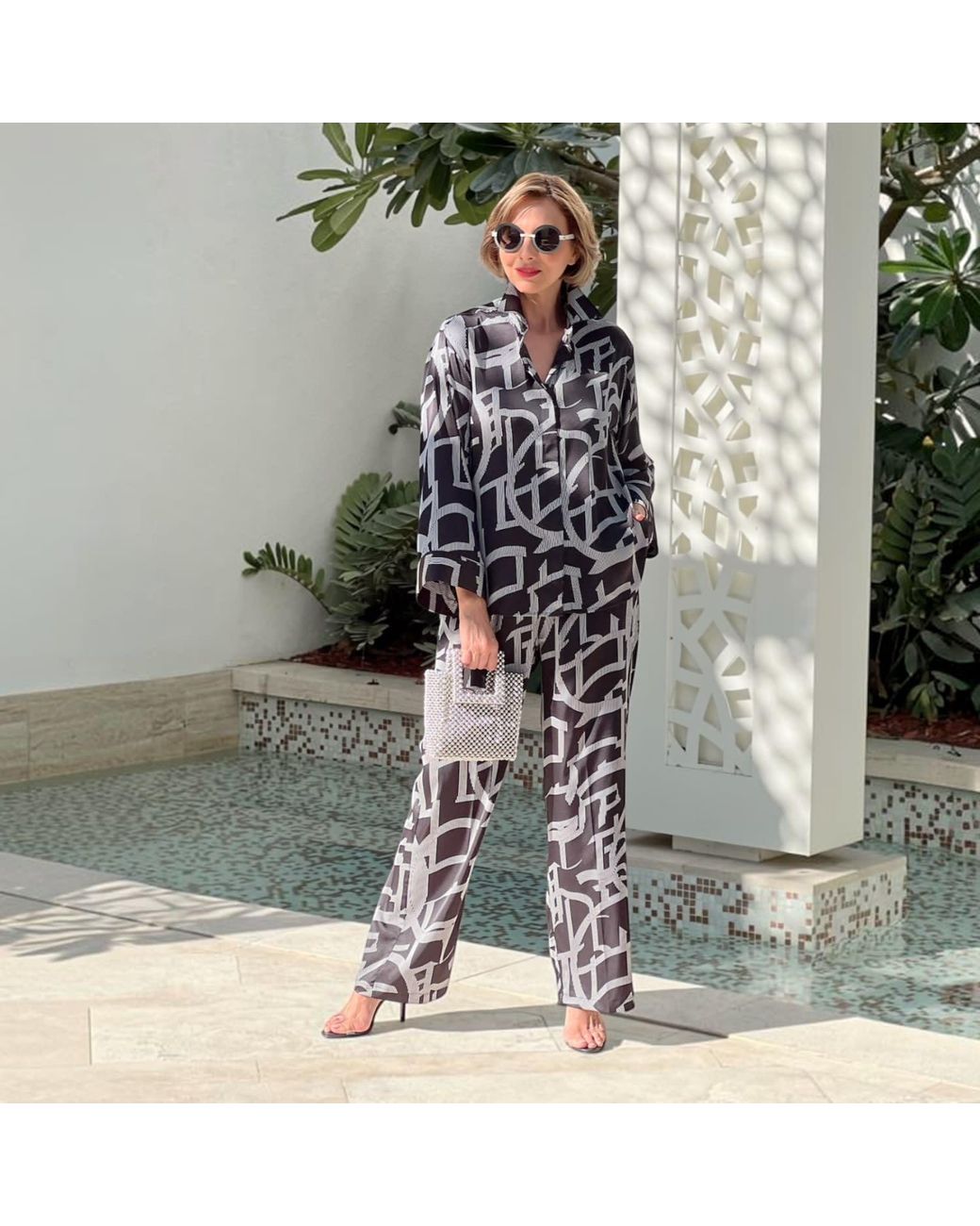 Belyed Handcraft Black Kimiya – Silk Crepe Shirt & Pants Set By Belyed