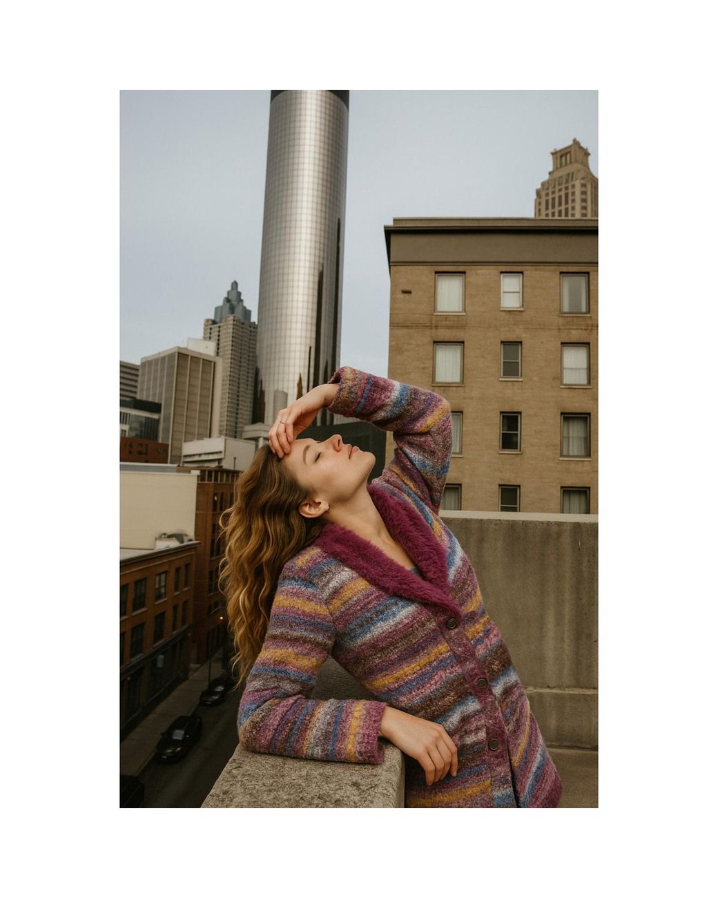 Saachi Purple Fur Collared Long Cardigan Sweater