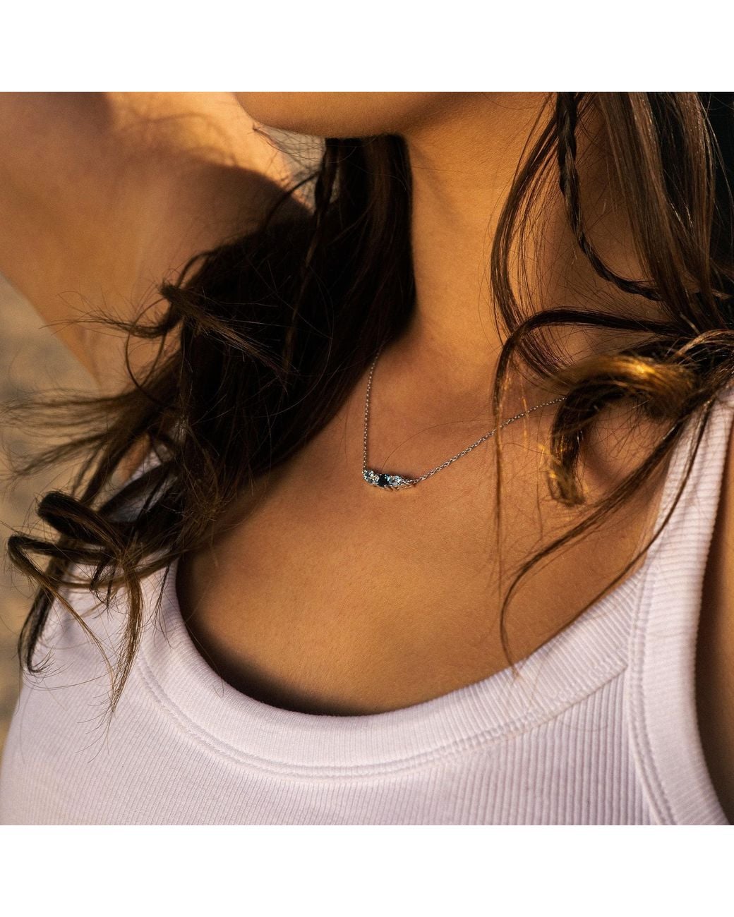 Dainty London Metallic Elegant Topaz Cluster Necklace