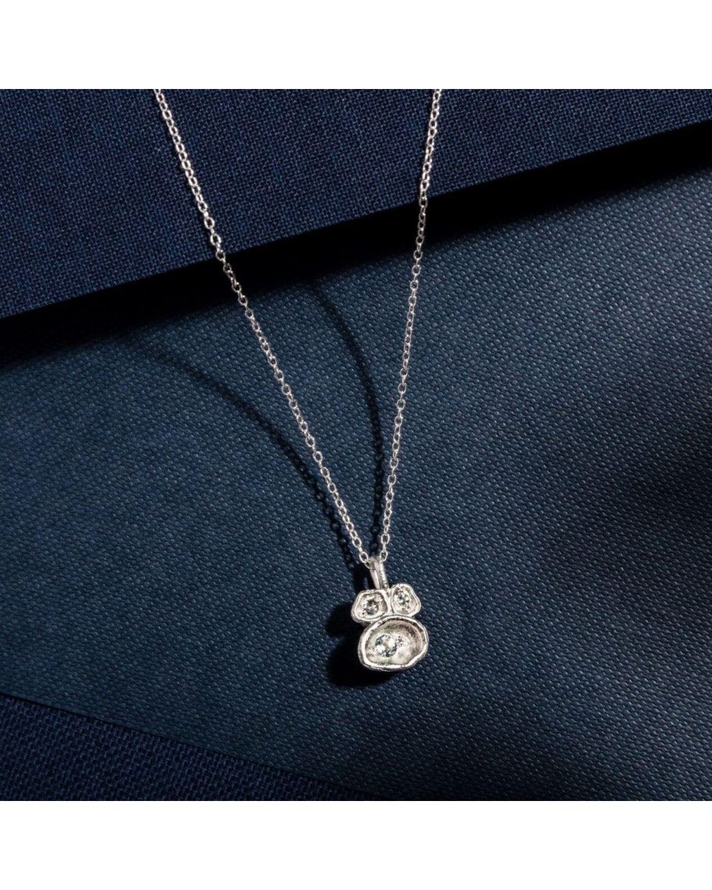 Claire Hill Designs Metallic Aquamarine & Lichen Pendant Necklace