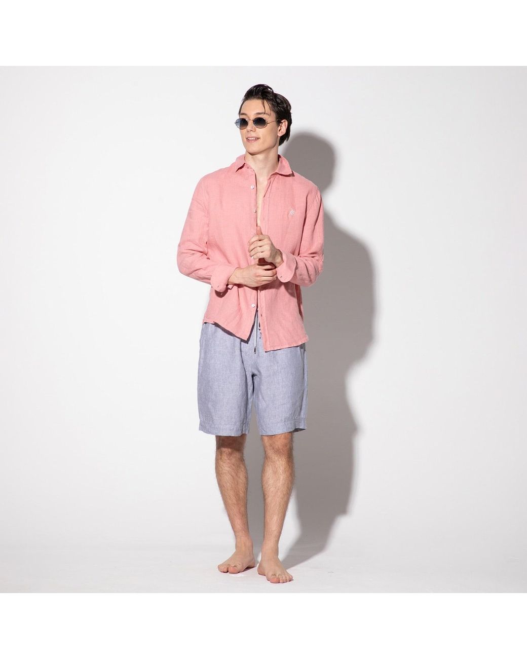 Maison Tangerine Blue Linen Shorts For for men