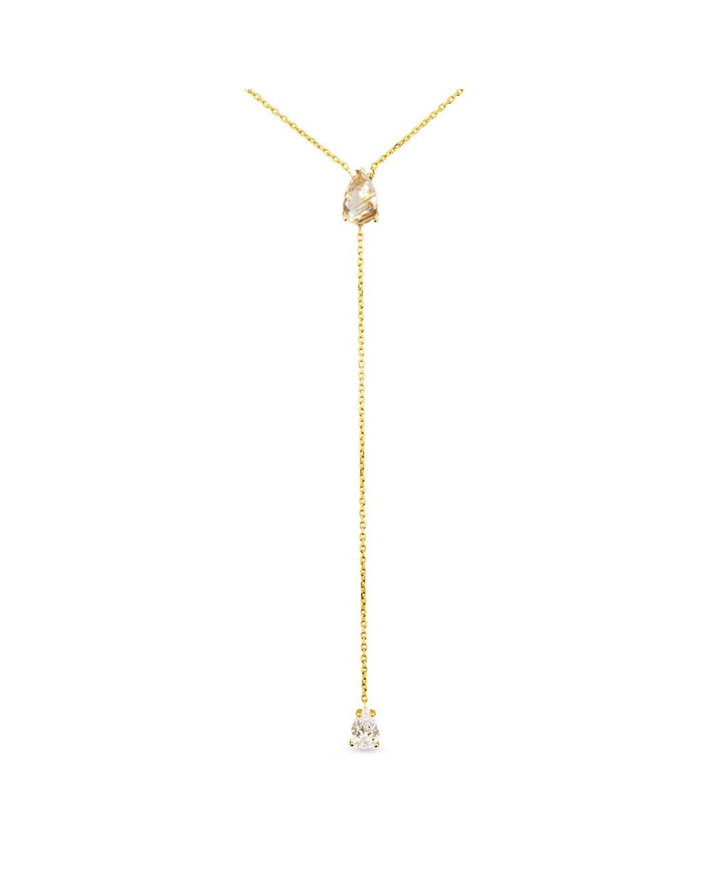 SALLY SKOUFIS Metallic Pure Lariat With Rutile & Made Cz Diamond Stimulant
