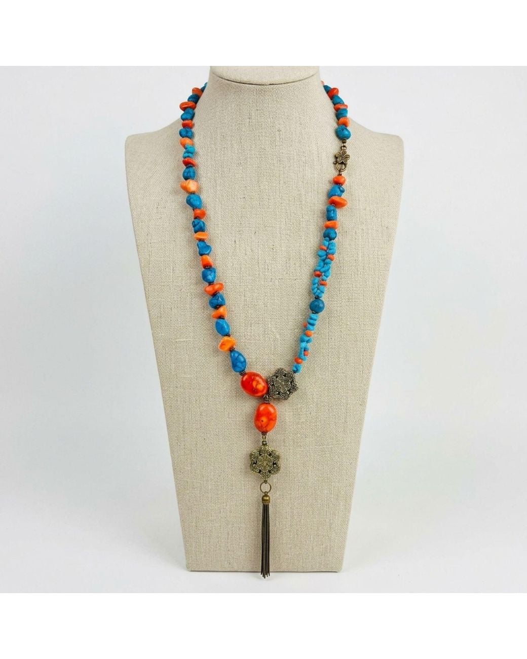 Bellus Domina Blue And Gemstone Long Necklace