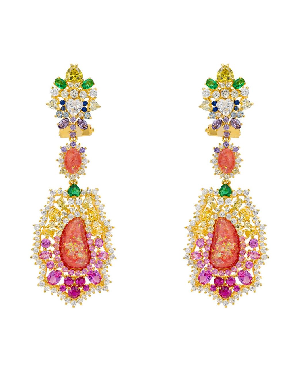 Latelita London White Frida Opal Drop Earrings