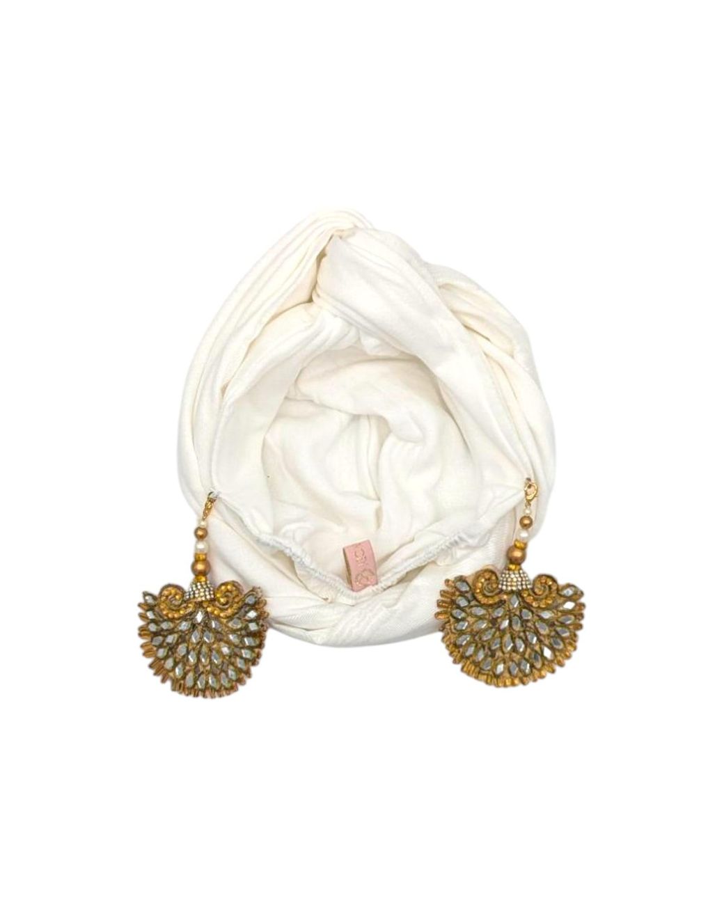 Julia Clancey White Ivory Taffeta Peacock Turban