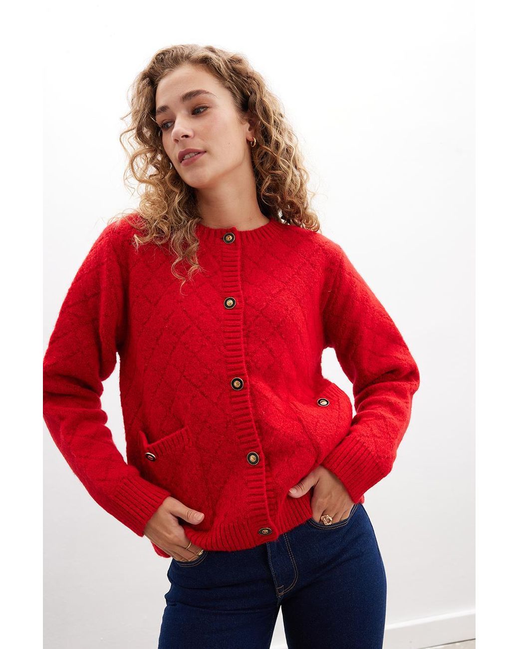 Peraluna Red Alba Jacket Diamond Patterned