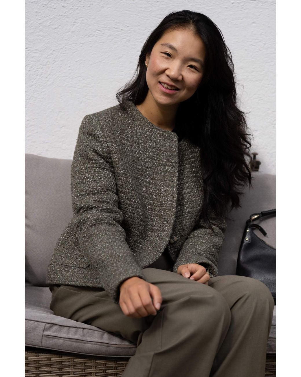 Stovaria Gray Handwoven Textured Wool Winter Jacket