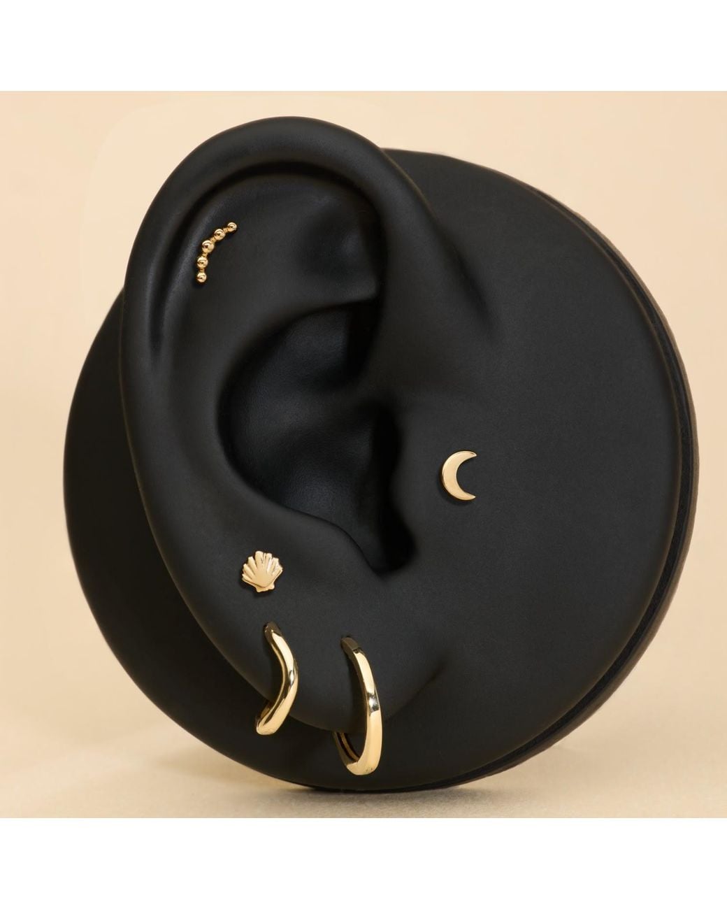 Vanhi Metallic 14K Solid Moon Flat Back Stud
