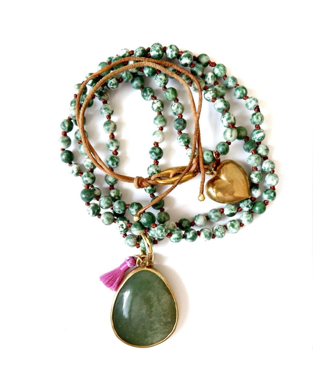 Persia Dona Jewelry Green Gemstone X Heart Love Necklace