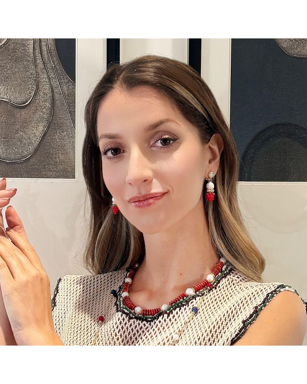 Farra Red Raspberry With Freshwater Pearls Clip On Earrings