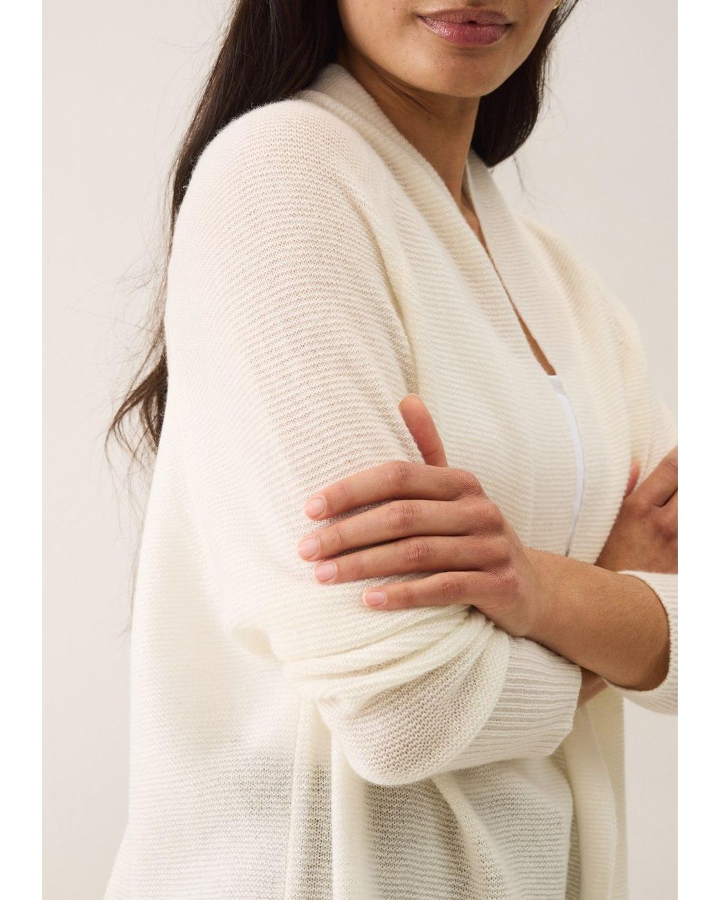 Loop Cashmere White Relaxed Edge To Edge Cardigan