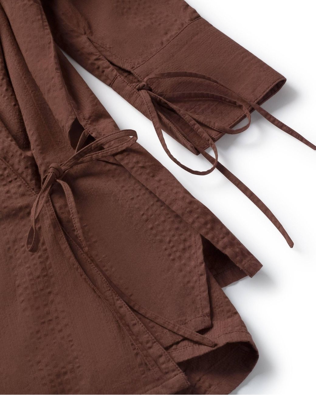 Thinking Mu Brown Wrapped Wine Seersucker Lenie Blouse